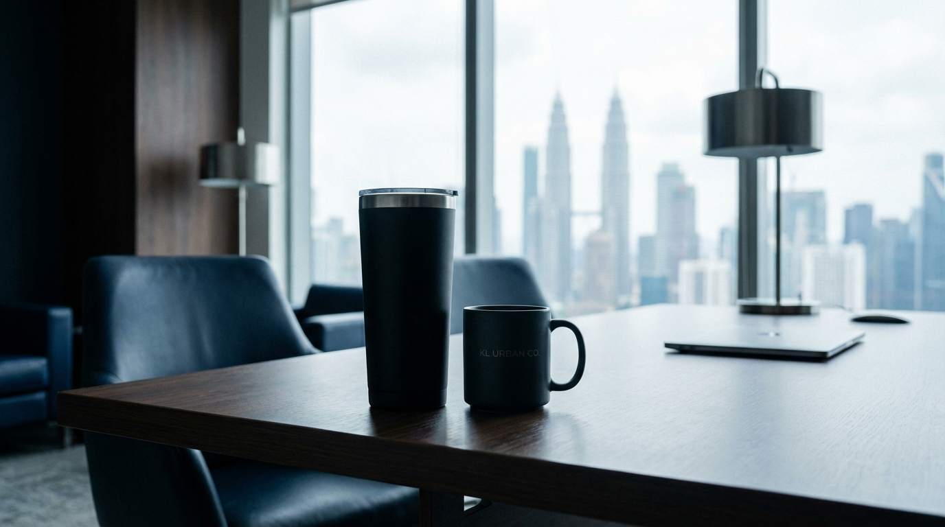 Premium Corporate Drinkware Office Setup